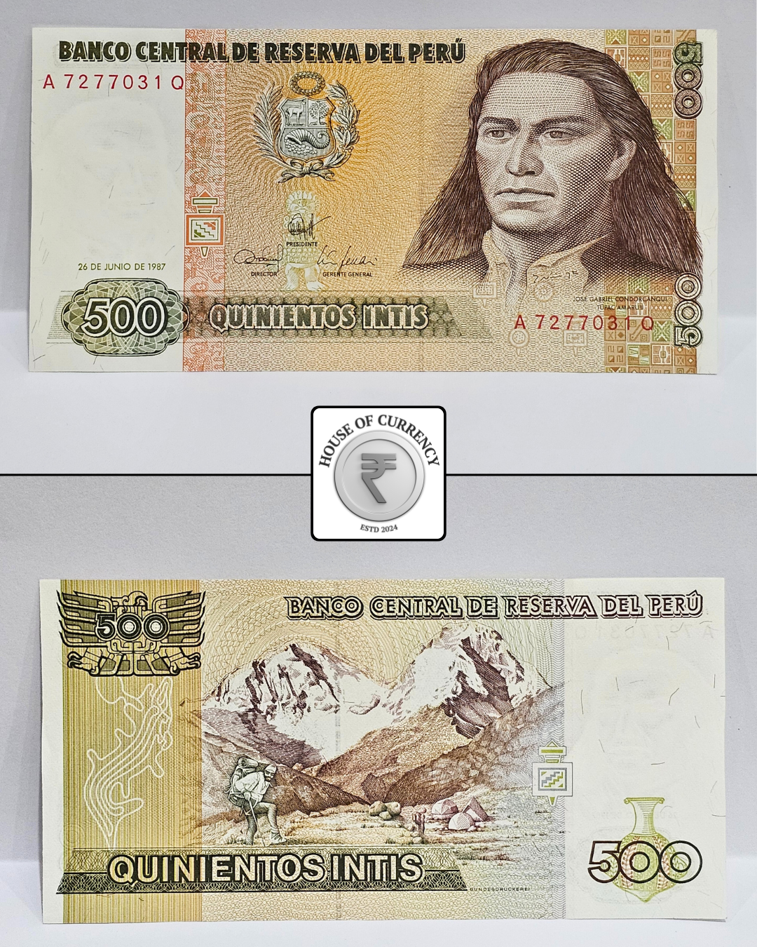 1987 Peru 500 Intis Banknote (A7277031Q)