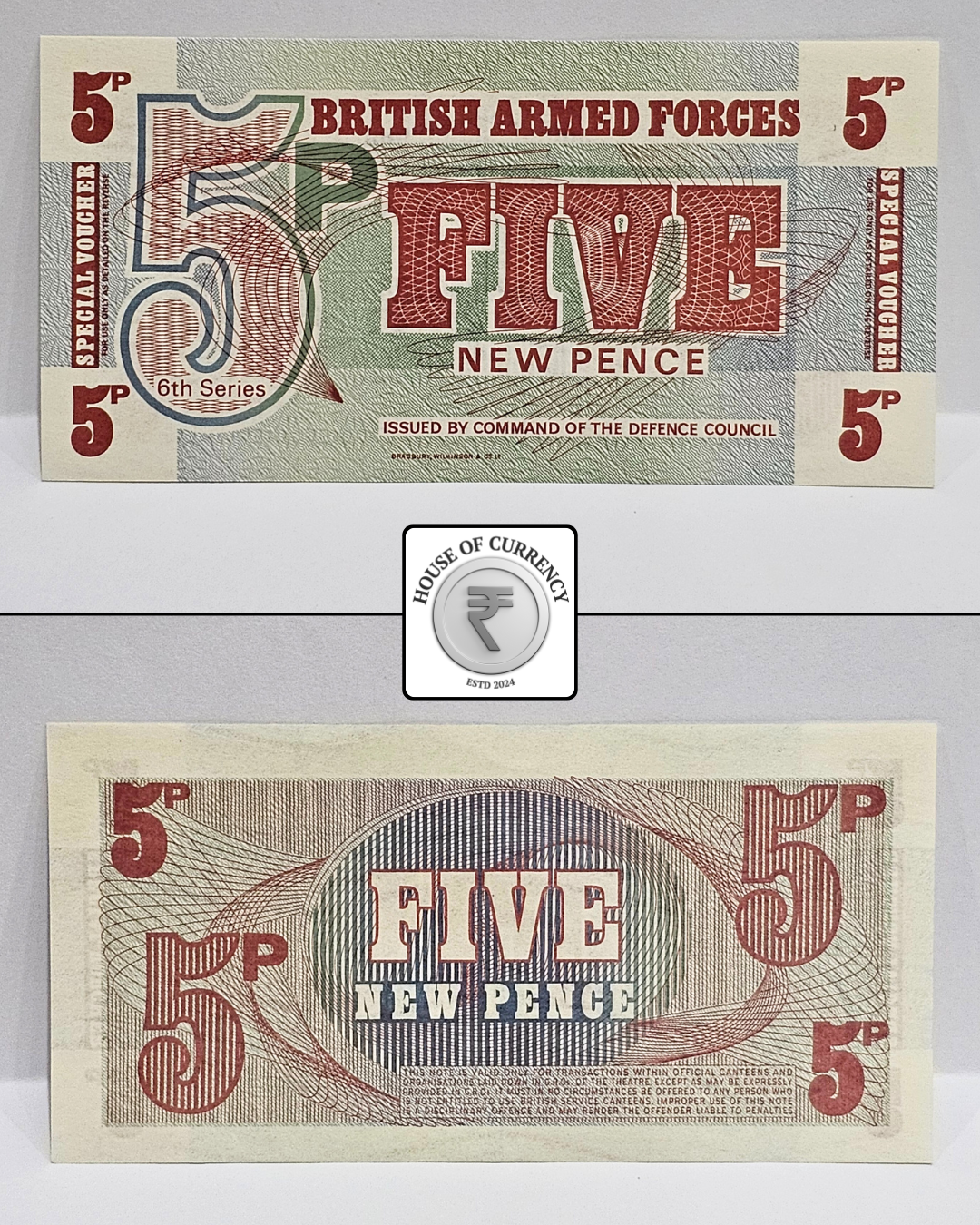 1972 British Armed Forces 5 New Pence Note (6th Series)